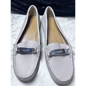 Coach Olive Pebble Leather Tan Loafers A7751 Silver Hardware Women’s‎ Size 6